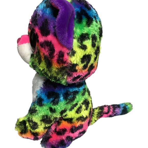 Ty Beanie Boo Dotty Leopard Plush Stuffed Animal Pink Sparkle Glitter Eyes 6" - Picture 6 of 8